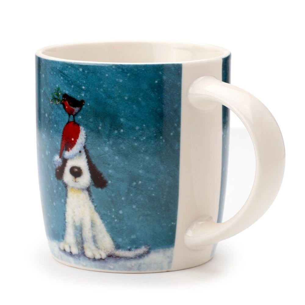 Weihnachtstasse Hund im Schnee