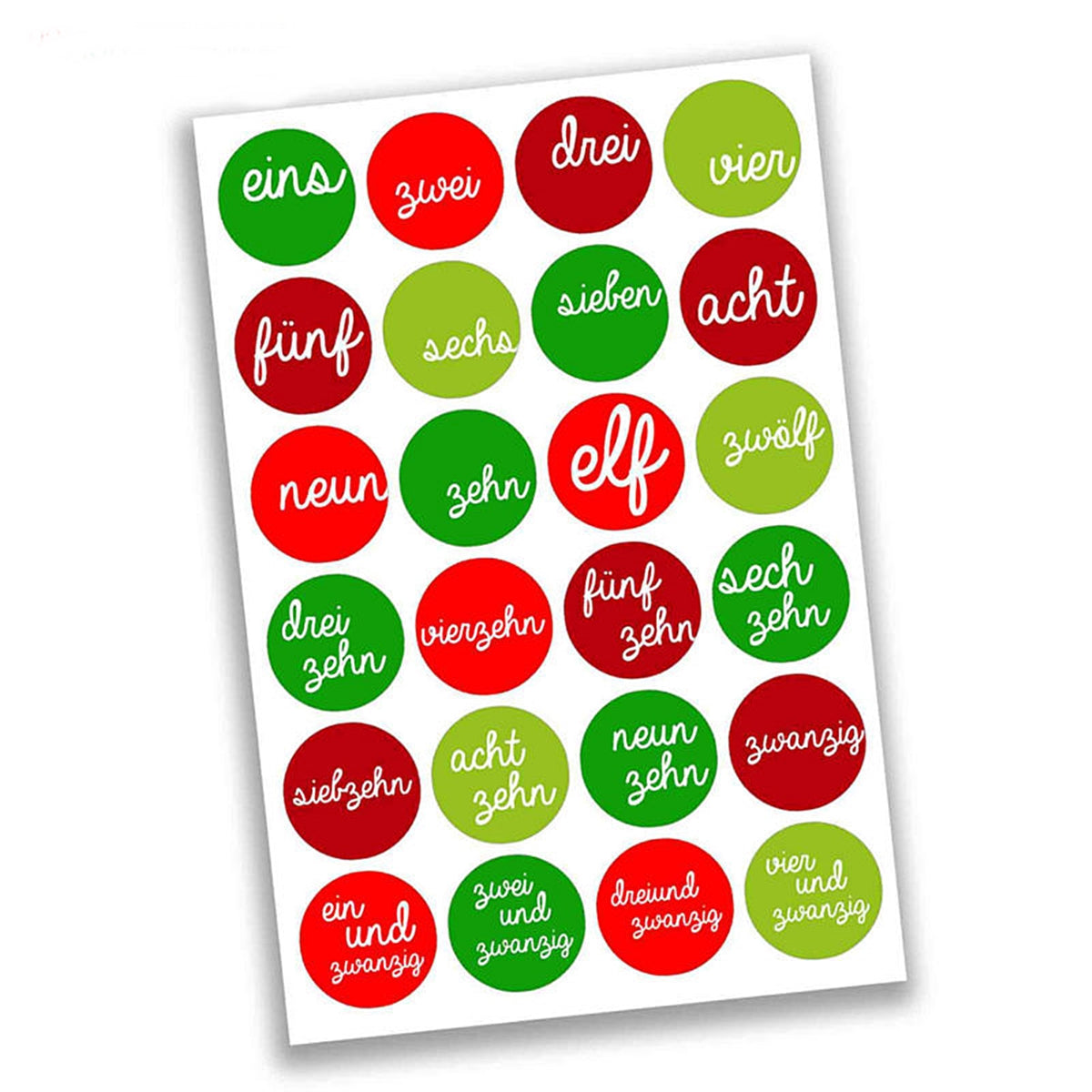 Adventskalender-Zahlen verschiedene Varianten
