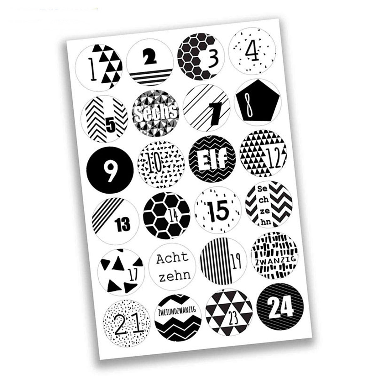 Adventskalender-Zahlen verschiedene Varianten
