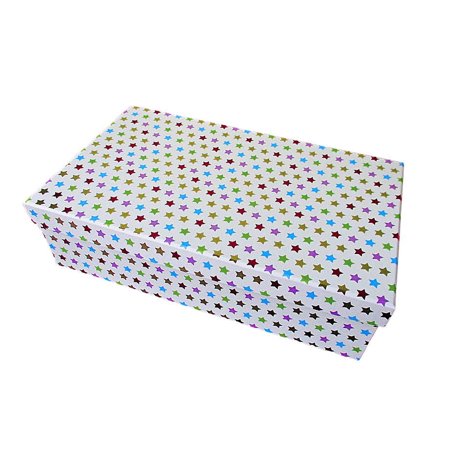 Hologramm-Geschenkbox mit Sternen