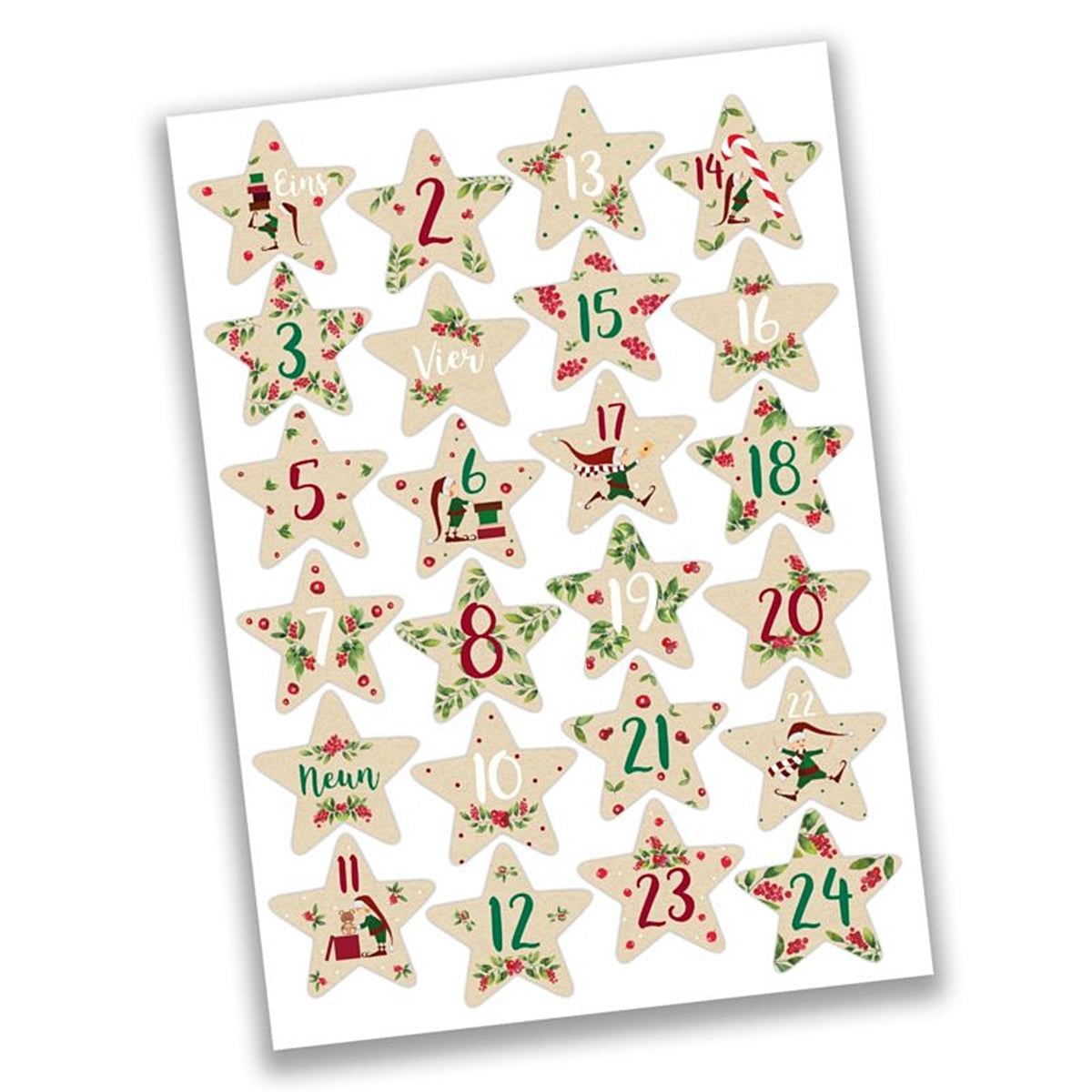 Adventskalender-Zahlen verschiedene Varianten