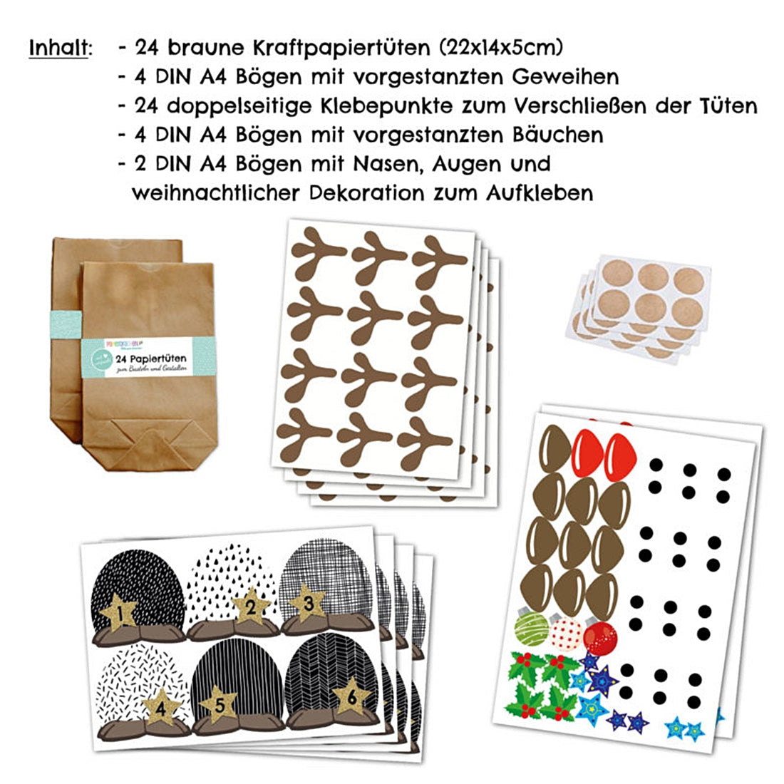 Adventskalender-Set Rentiere II