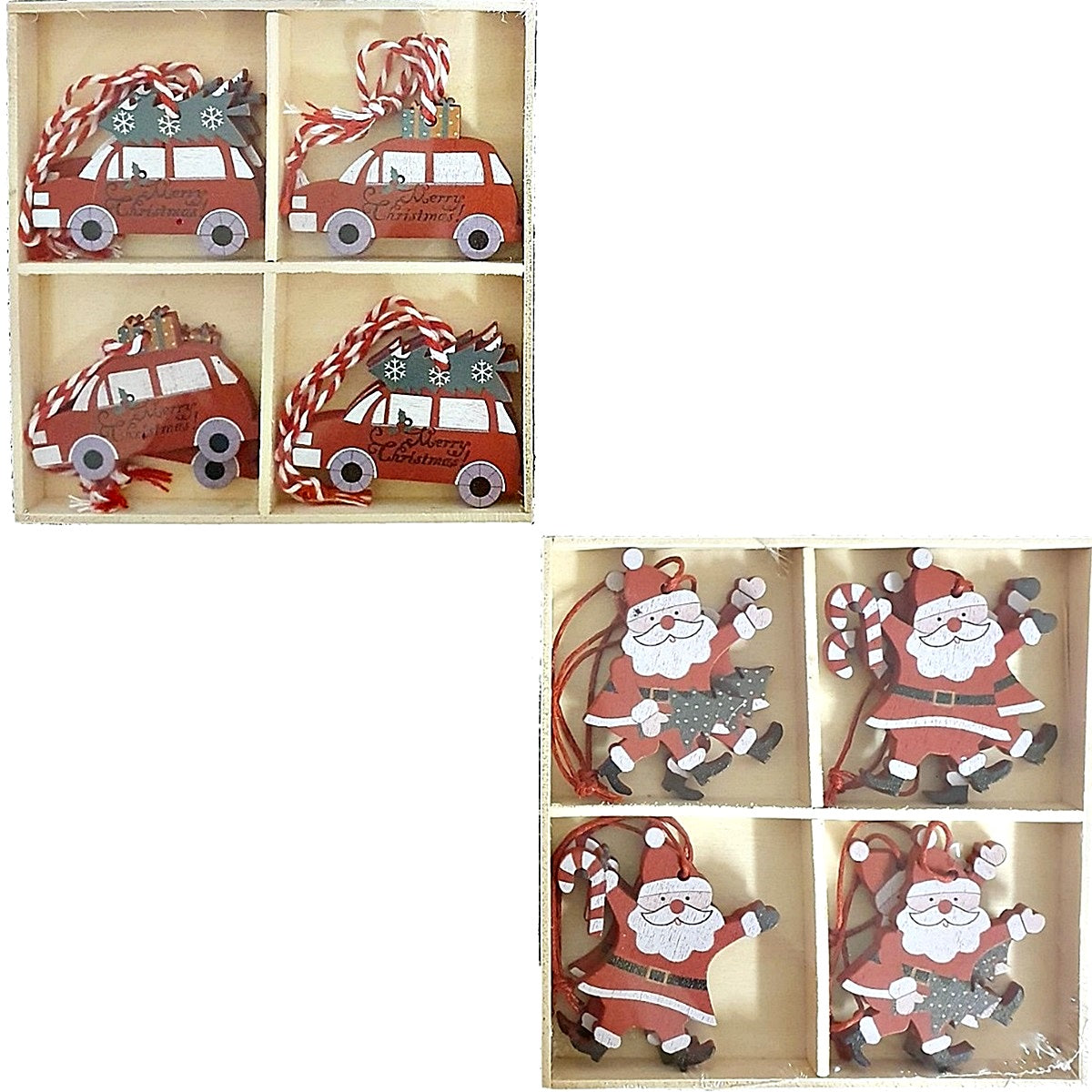 16 Deko-Hänger SANTA/AUTOS