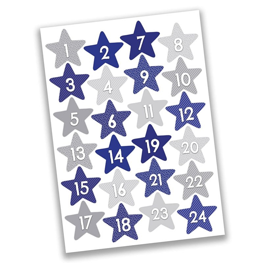 Adventskalender-Zahlen blaue Sterne