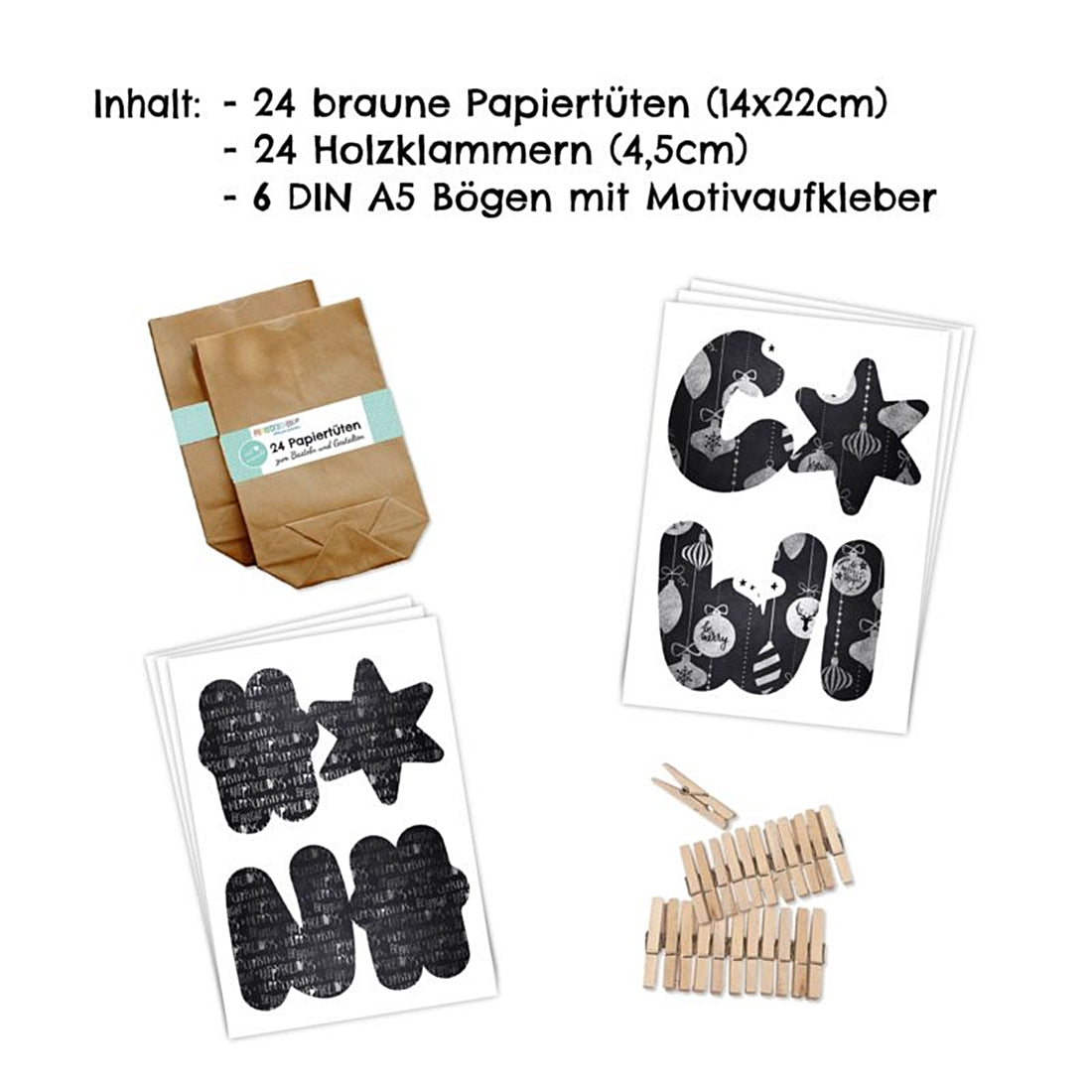 Adventskalender-Set FRÖHLICHE WEIHNACHTEN