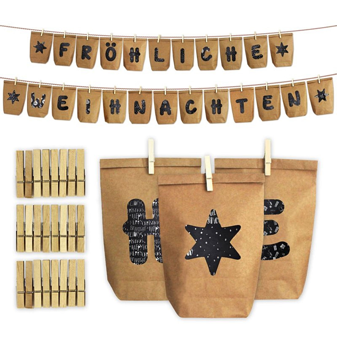 Adventskalender-Set FRÖHLICHE WEIHNACHTEN