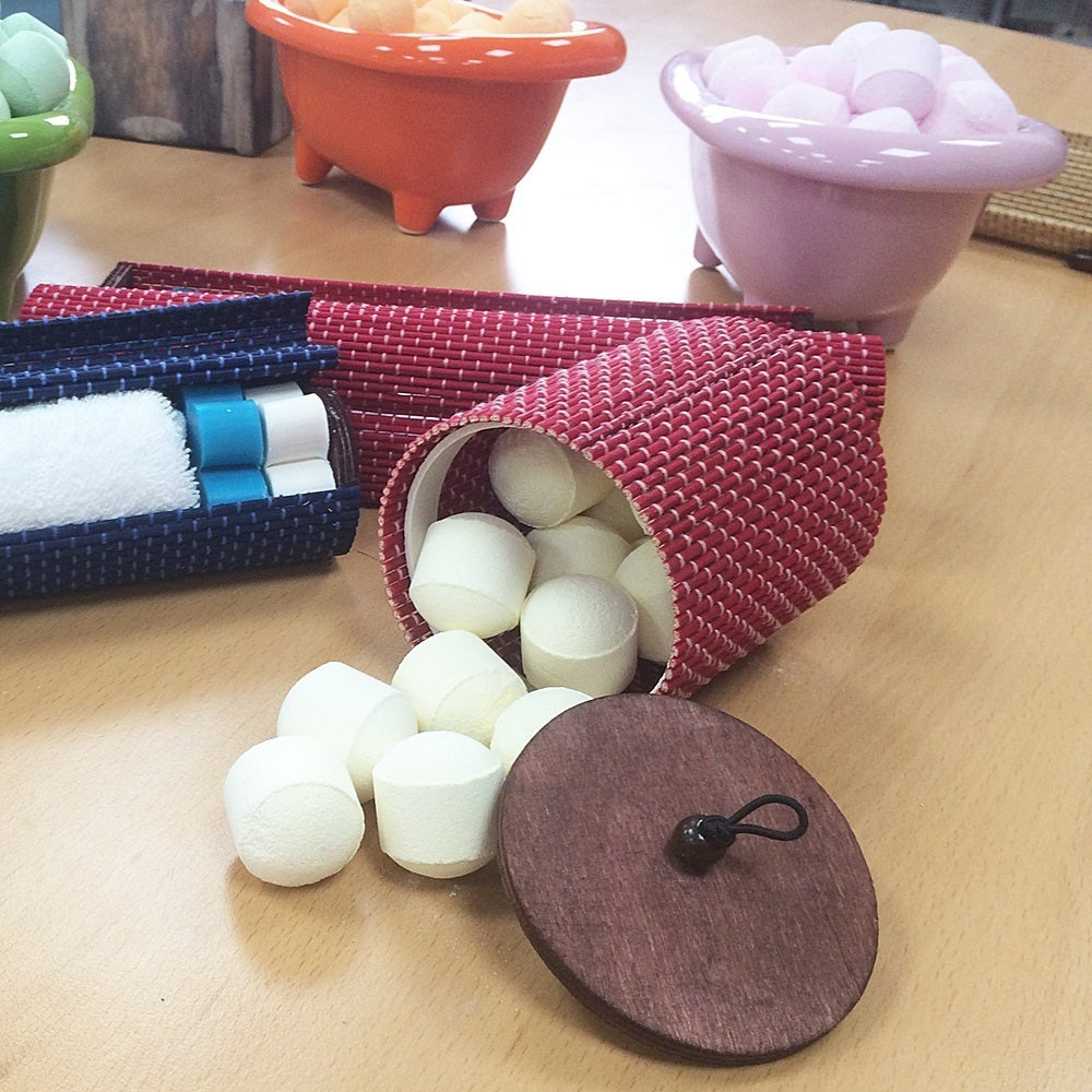 BAMBUS-Dose blau mit Holzdeckel