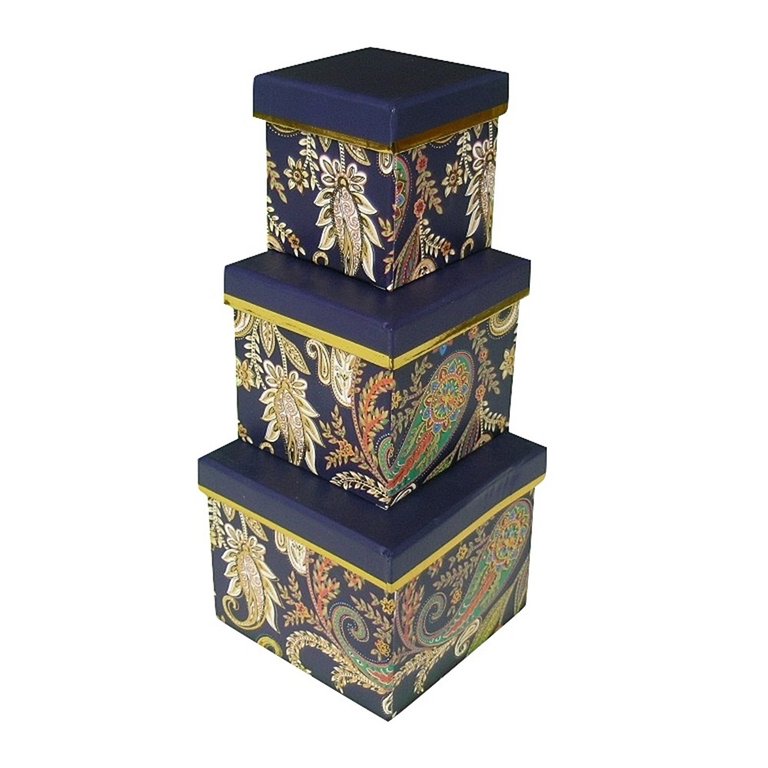 Geschenkbox PAISLEY blau/gold