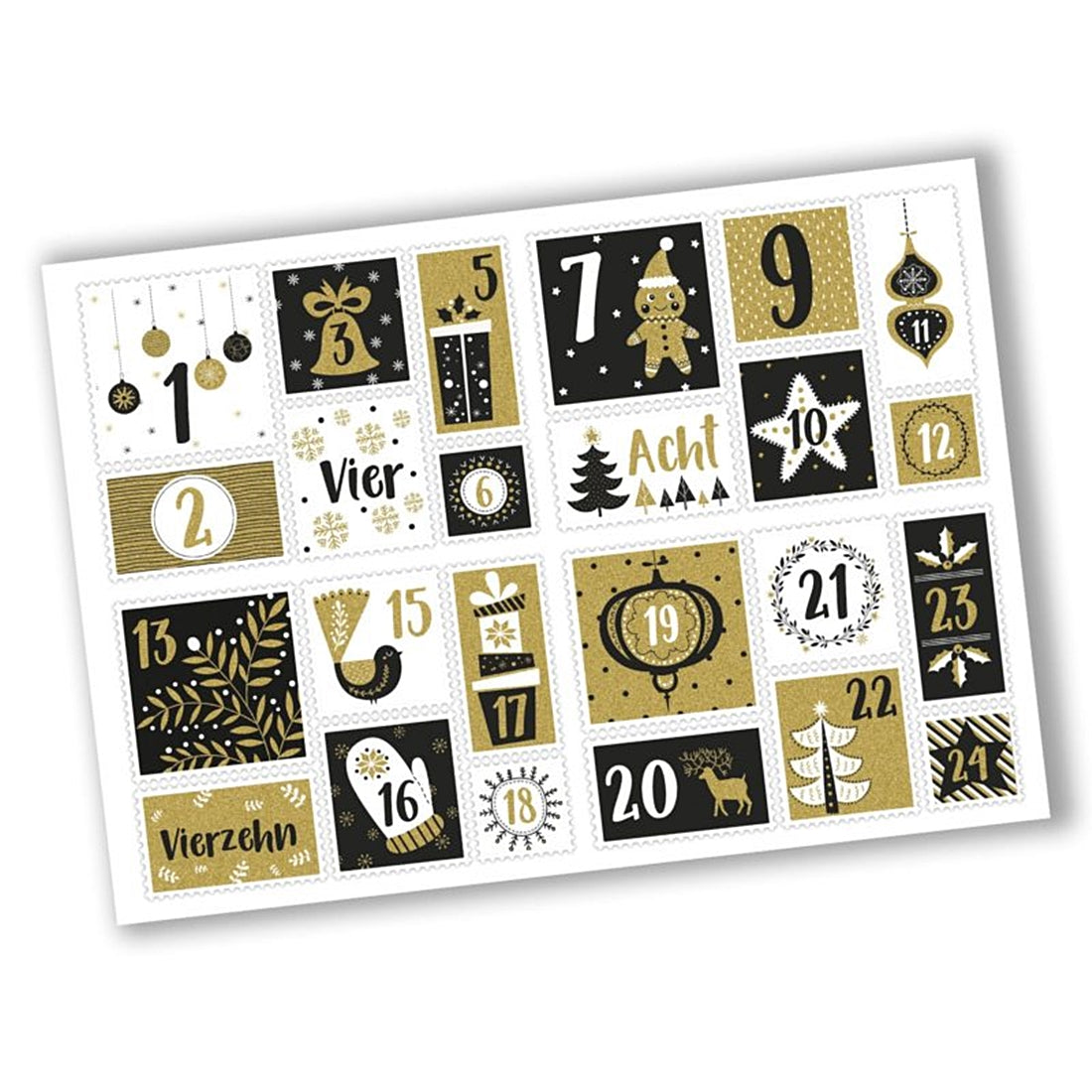 Adventskalender-Zahlen schwarz-gold