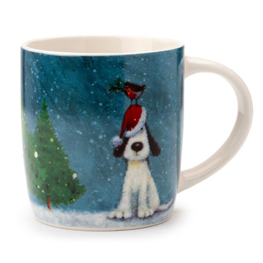 Weihnachtstasse Hund im Schnee