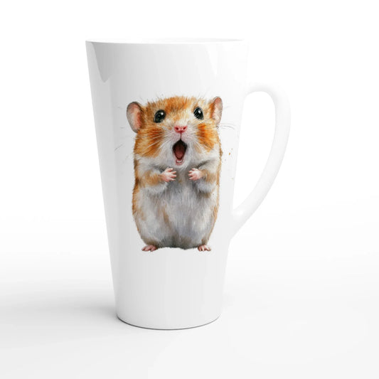 Jumbotasse mit Zeichnung eines staunenden Hamsters und dem Schriftzug "That's a horrible idea. Let's do it."