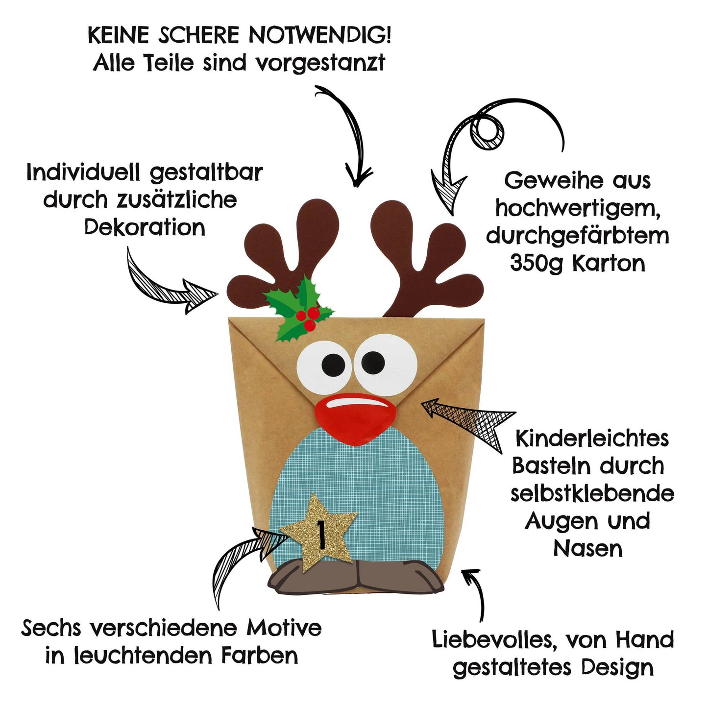 Adventskalender-Set Rentiere III