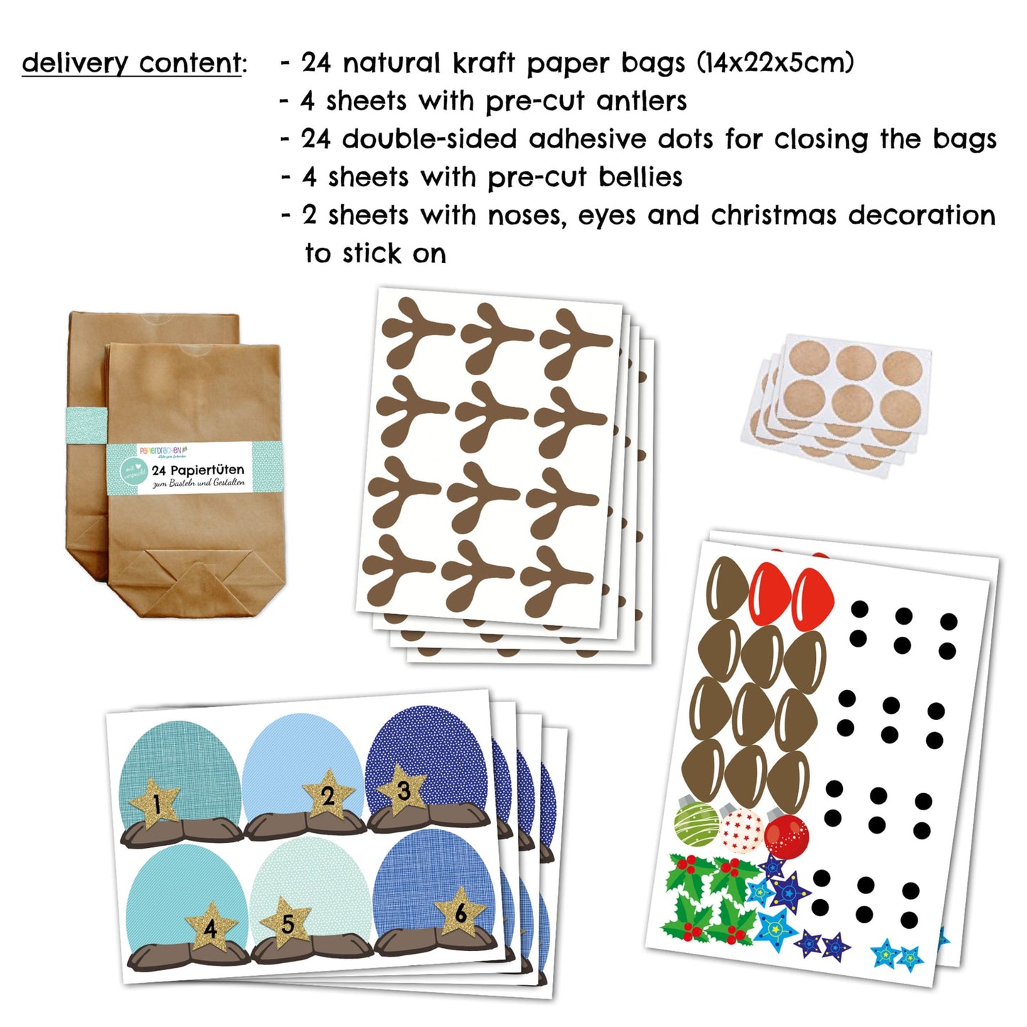Adventskalender-Set Rentiere III