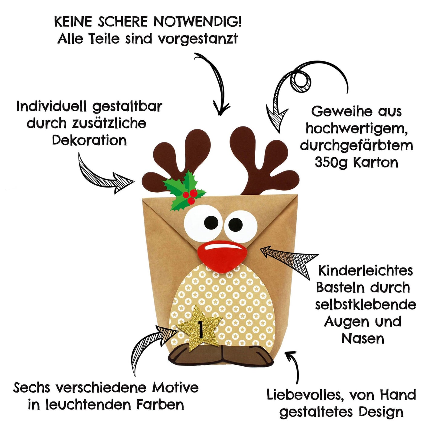 Adventskalender-Set Rentiere IV