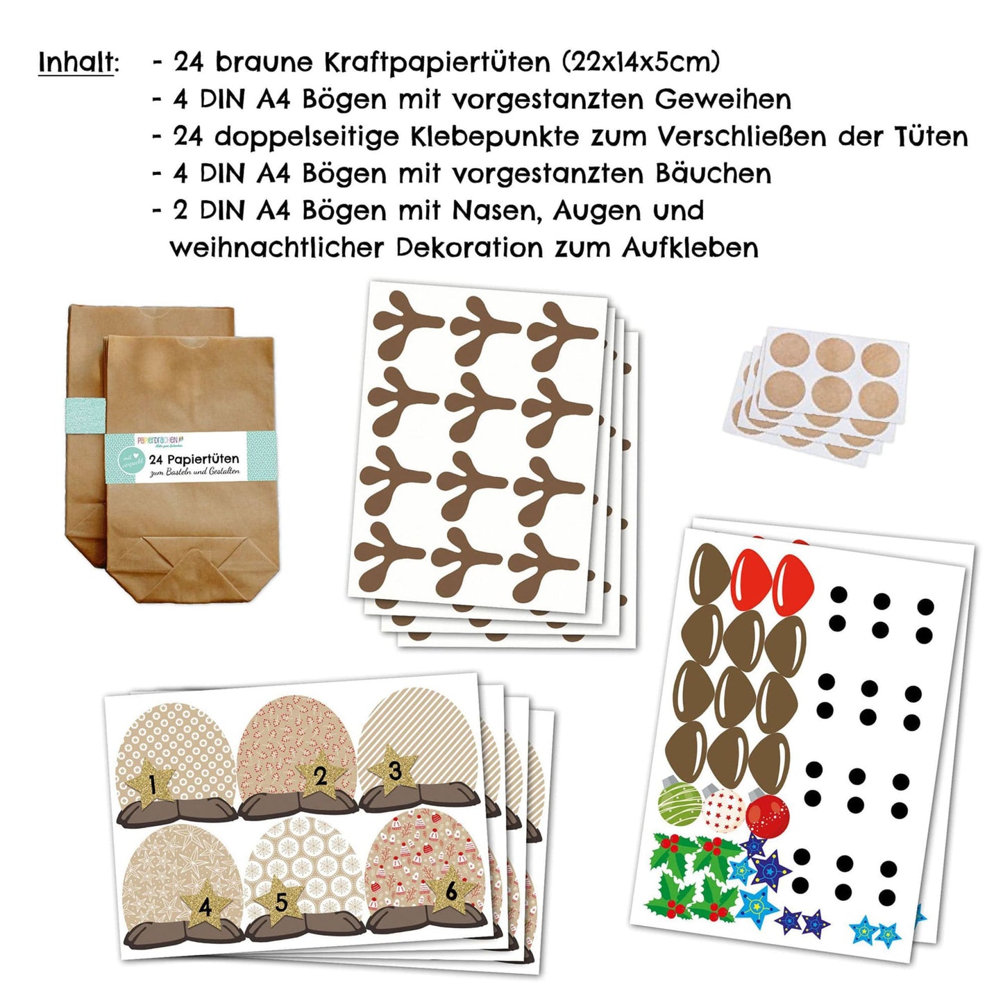 Adventskalender-Set Rentiere IV