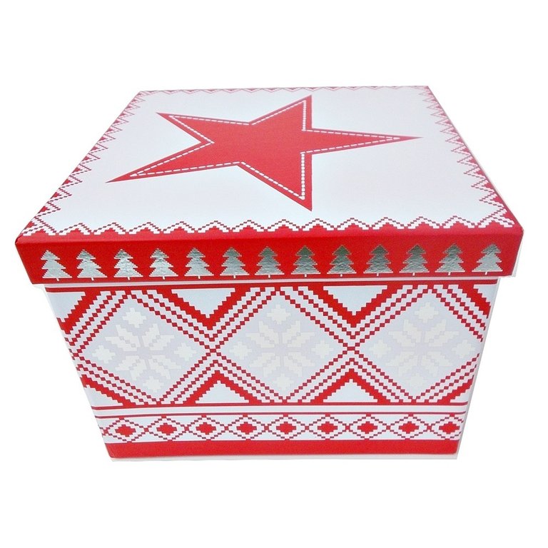 Geschenkbox mit Stern rot/weiß